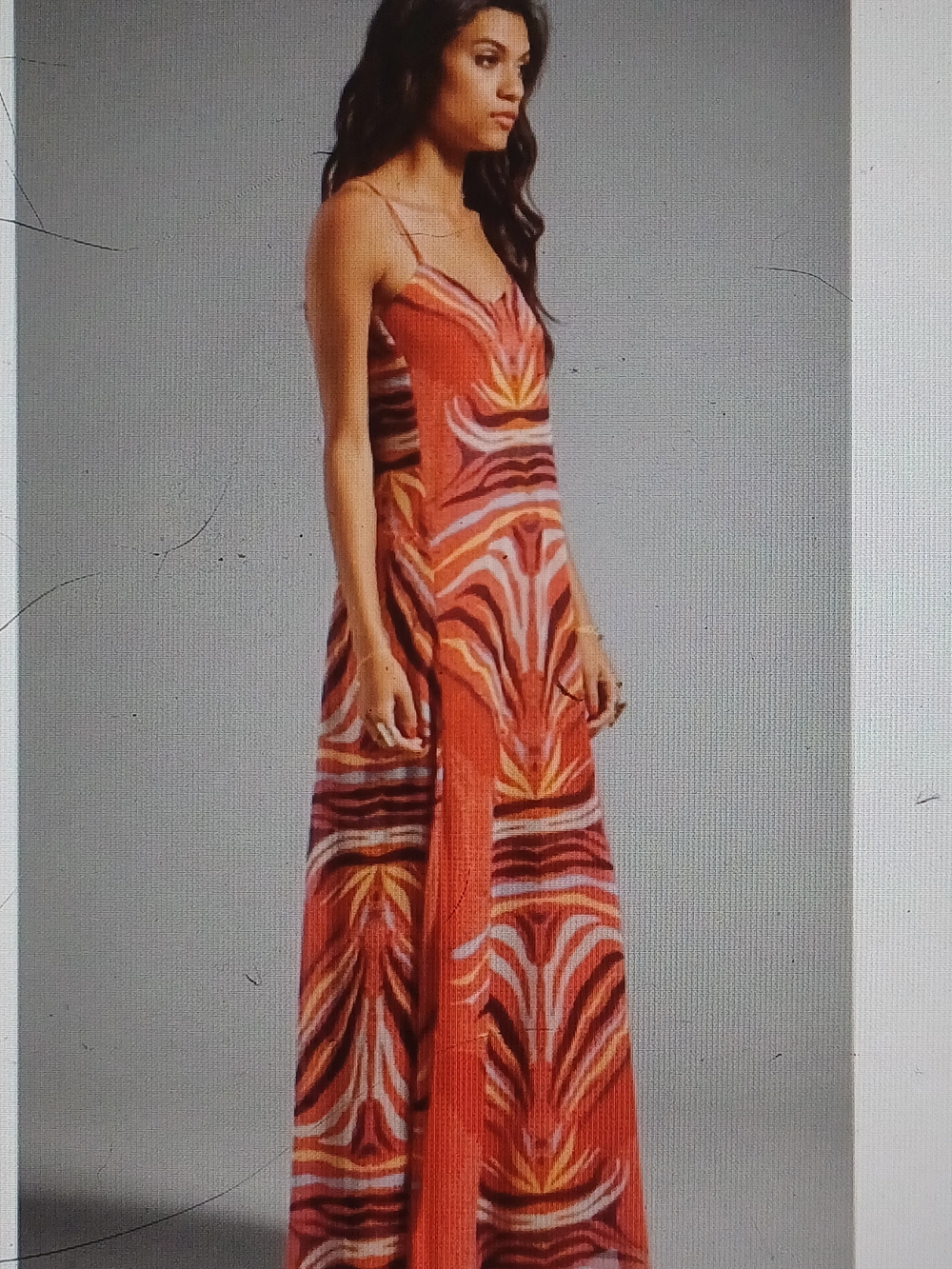 NWT---Mara Hoffman Orange-Red Abstract Print Maxi Dress--XS